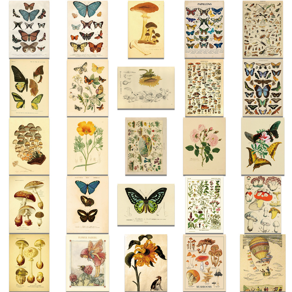 10/30/50Pcs Retro ดอกไม้กันน้ําสติกเกอร์ตกแต่งของเล่นเด็กกระเป๋าเดินทางถ้วยแล็ปท็อปโทรศัพท์สเก็ตบอร์ดสมุดภาพความงาม