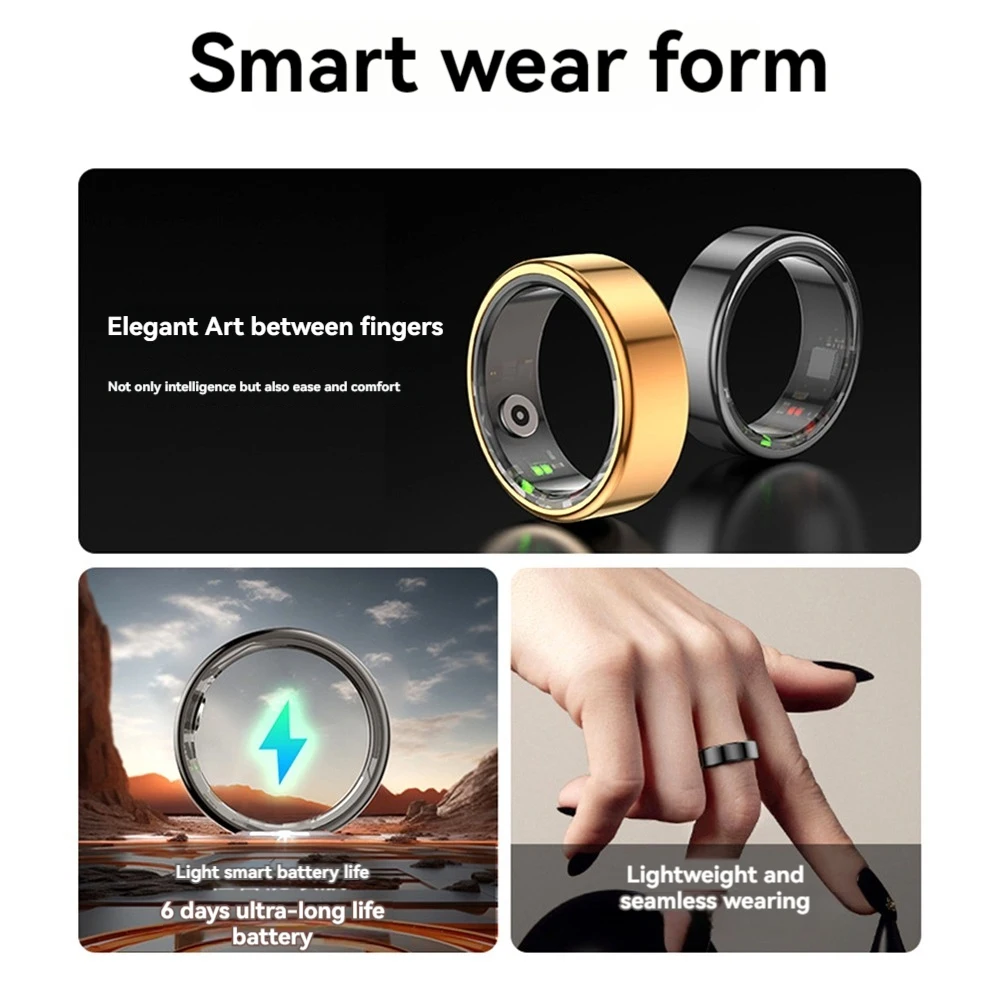 R02 Smart Ring for Men & Women with Charging Case, Health Monitor, Multi-Sport Mode A