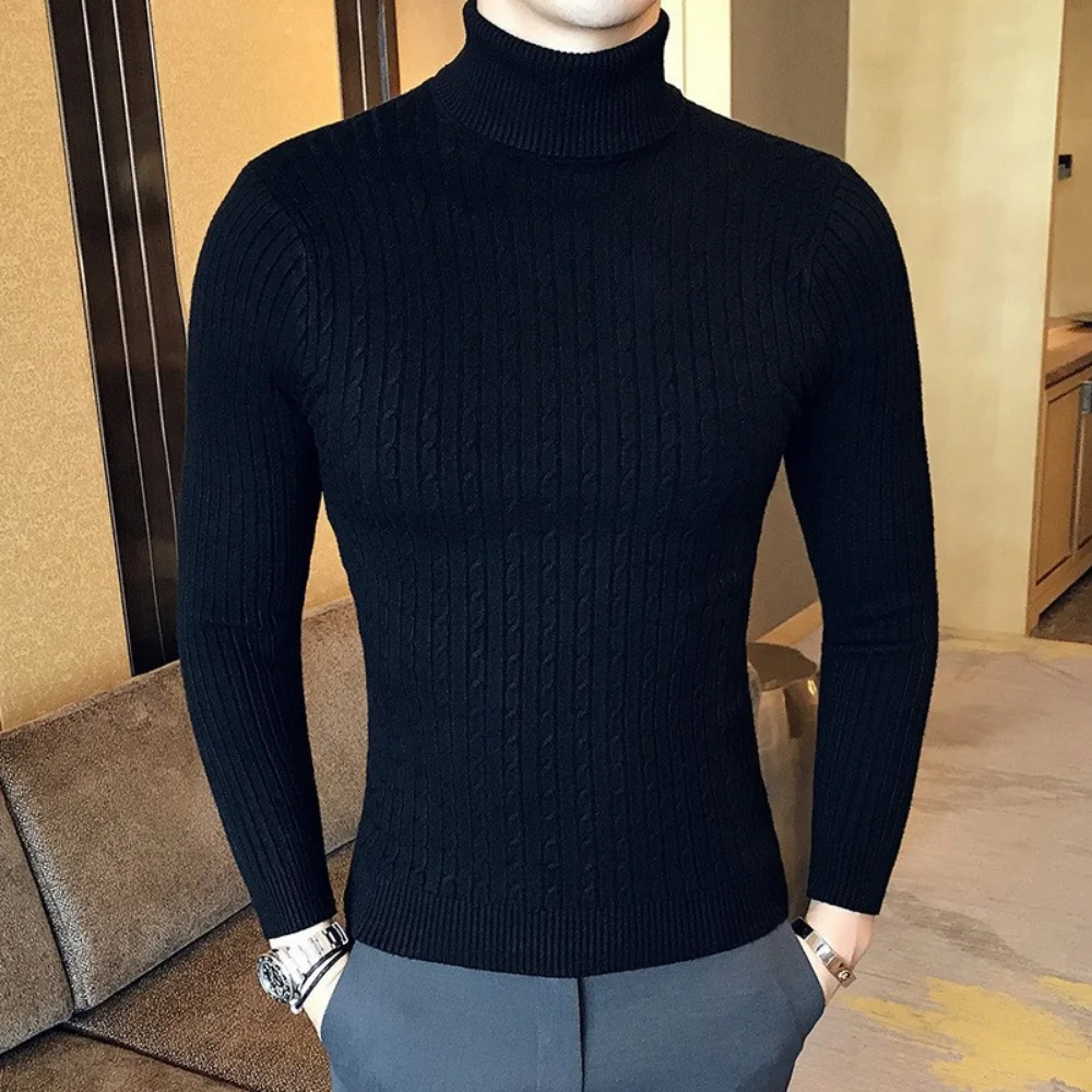 Herbst Winter Rollkragen Pullover Warme Einfarbig männer Pullover Schlank Pullover Männer Gestrickte Pullover Bodenbildung Shirt