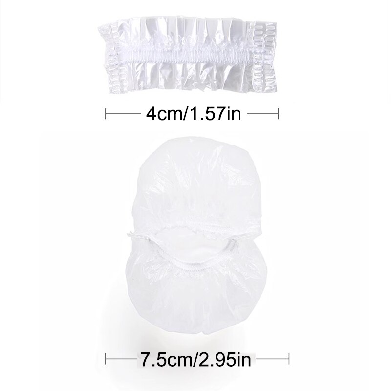 100PCS Disposable Hair Earmuff Dye Transparent Elastic Shower Hair Dye Protection Tool Shield Waterproof Earpack Plastic Wrap