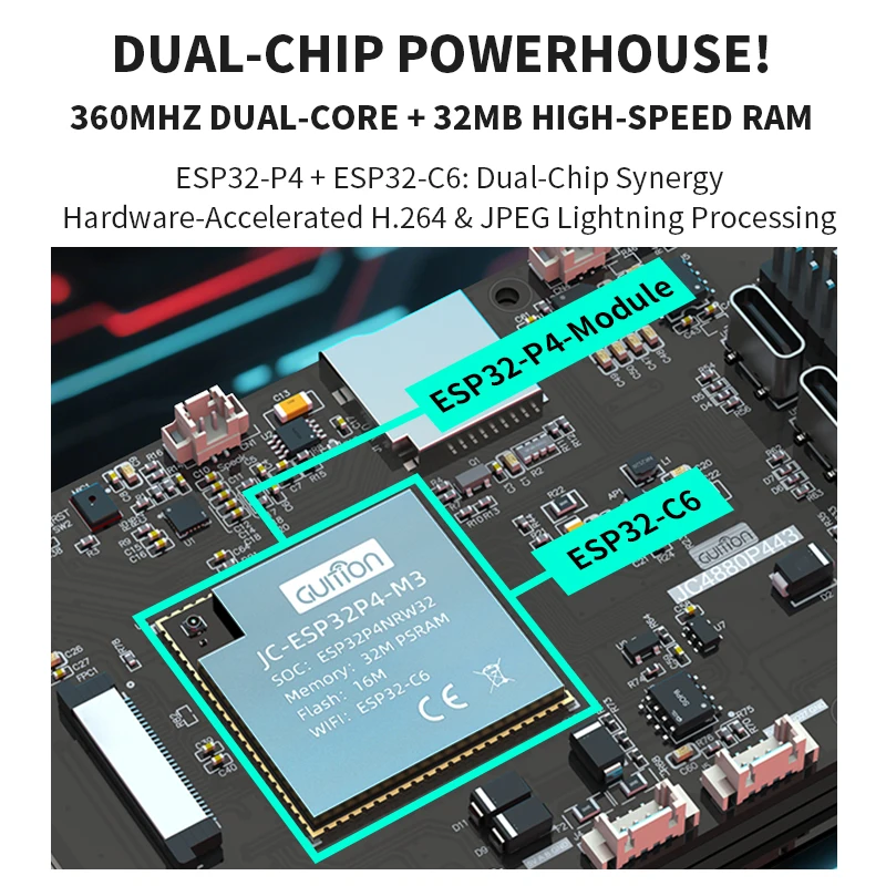 La placa de desarrollo de pantalla capacitiva IPS de 4,3 pulgadas (480*800) admite programación táctil ESP32-P4/ESP32-C6