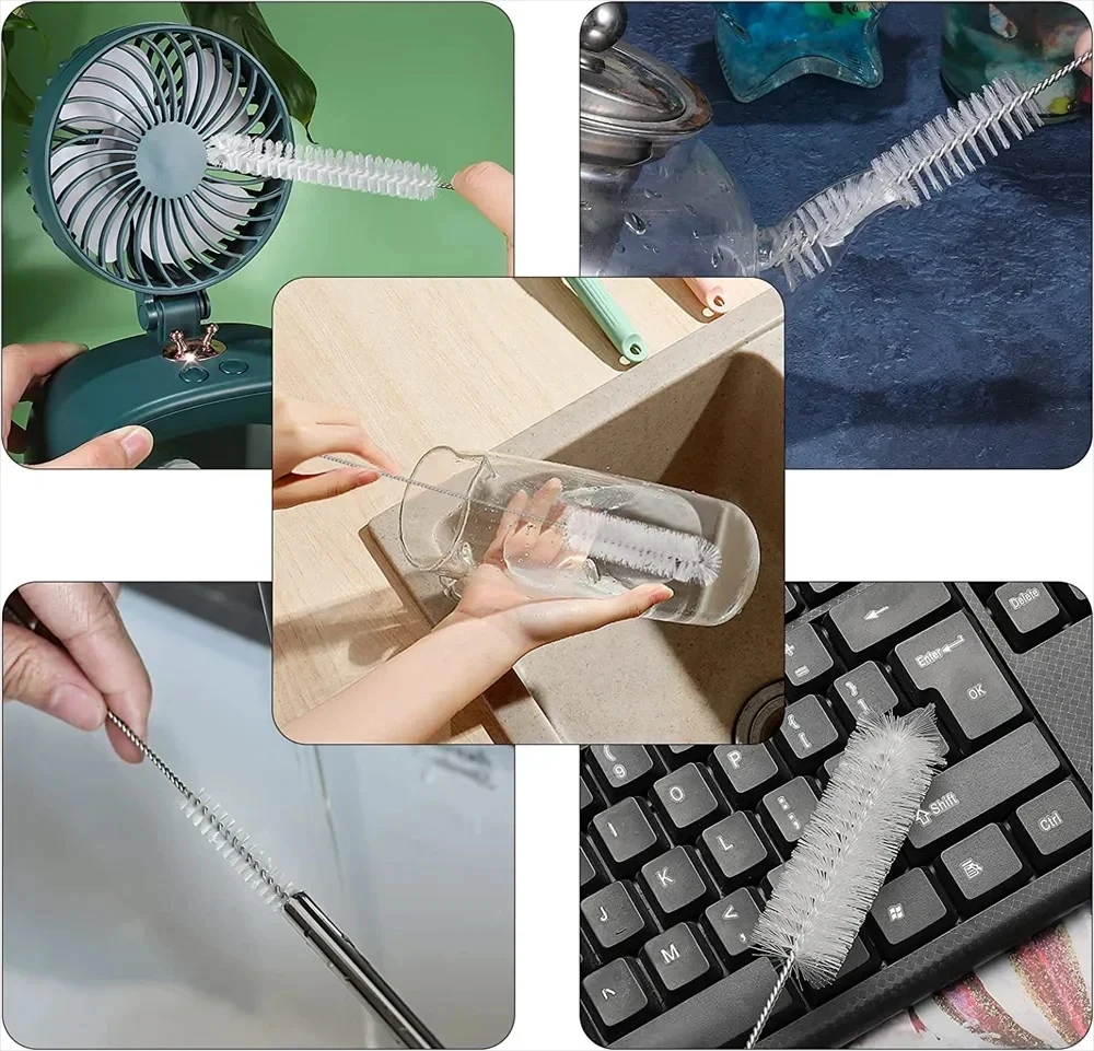 10PCS Reusable Bottle Cleaning Brush Set Multifunctional Straw Brush for Narrow Neck Containers