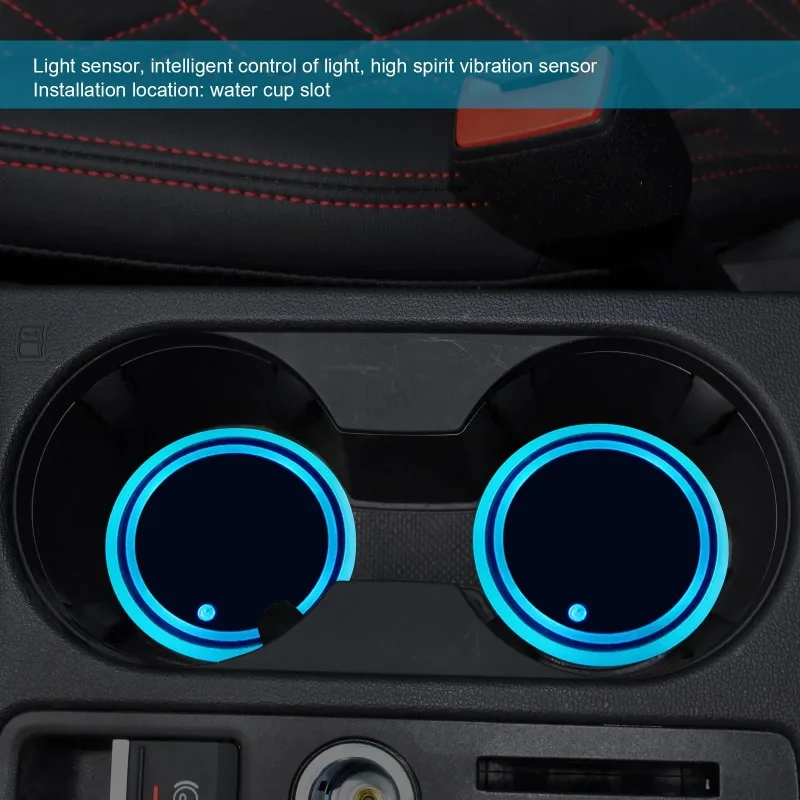 7 cores mudando luz led suporte de copo do carro luzes decorativas iluminação ambiente brilhante almofadas de porta-copos carregamento usb anti deslizamento coaster