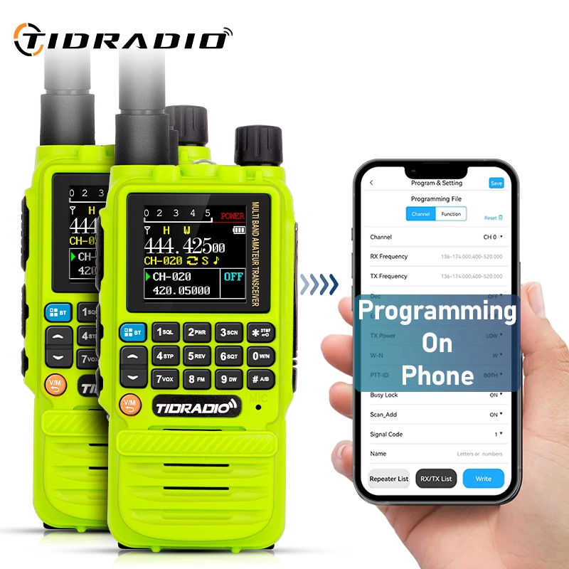 Tidradio 2pcs h3 Langstrecken-Walkie-Talkie drahtlose Programmierung Luftband Langstrecken-Funkgerät tragbares Set Schinken gmrs