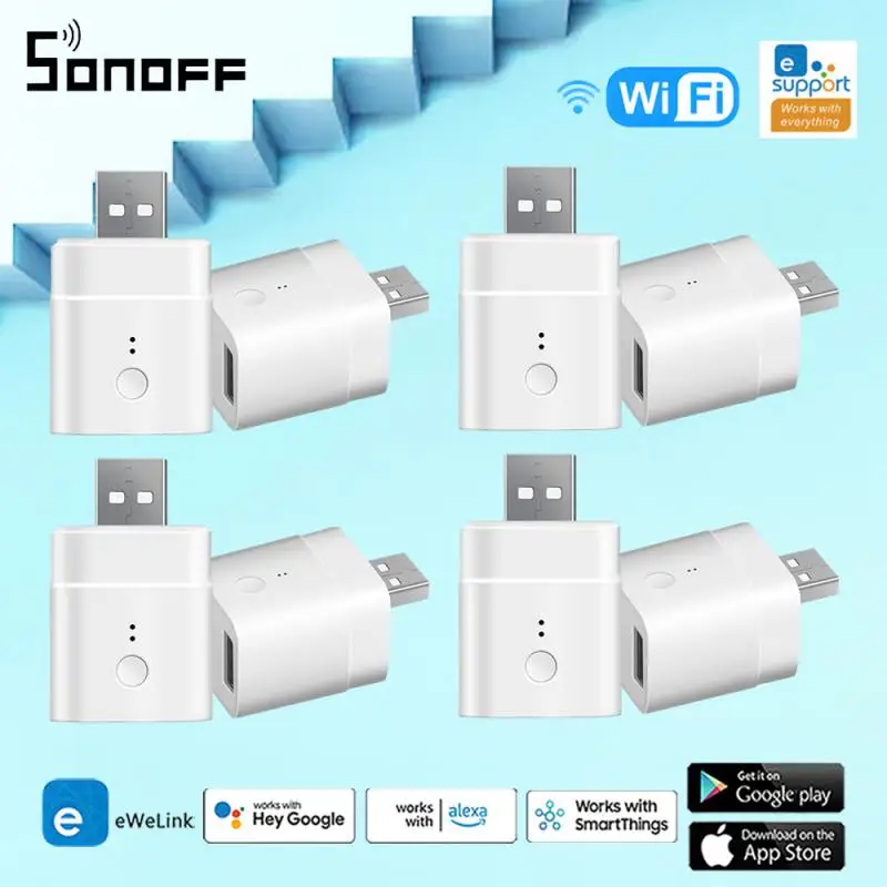 SONOFF-Adaptador USB Micro 5V, enchufe Wifi, enchufe de carga de sincronización inteligente, Control por aplicación EWelink, funciona con el asistente de hogar Alexa y Google Alice