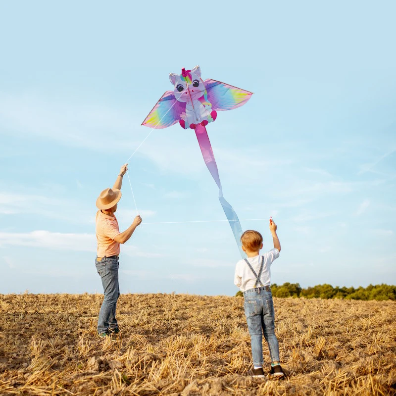 ว่าว Yongjian Pink Unicorn Kite ขนาดเล็ก เหมาะสําหรับเด็กหรือผู้เริ่มต้น บินง่าย ด้วยเชือกว่าว 50 ม