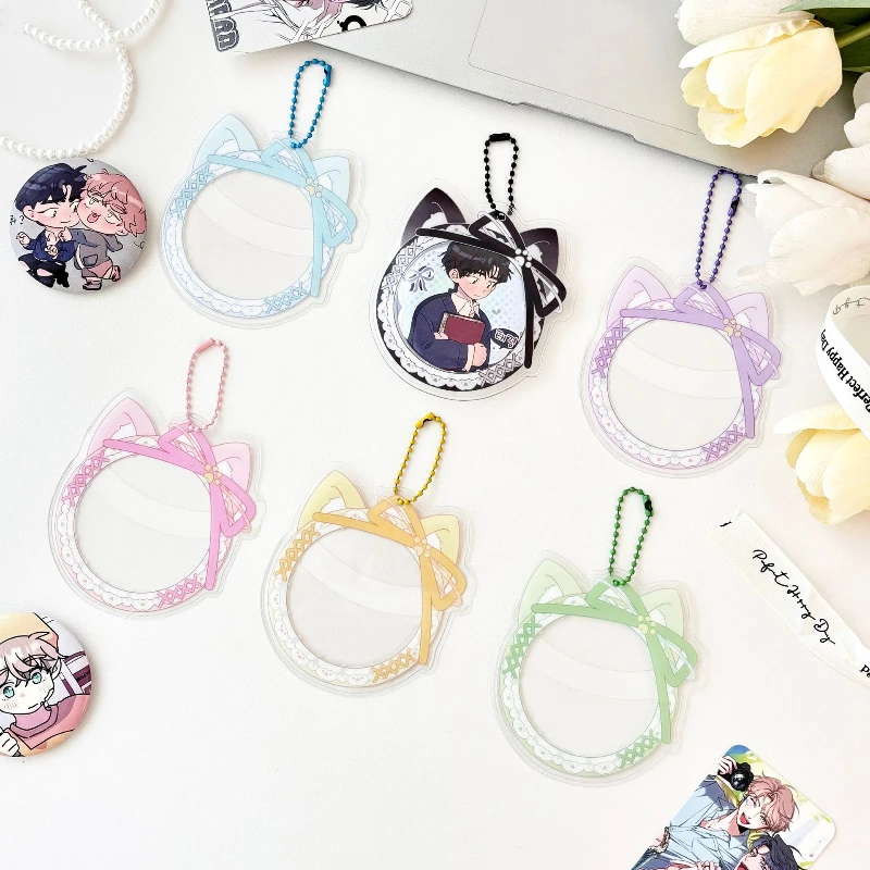 Kawaii Cat Ear Bow Кружевной держатель для значка из ПВХ для значка 58 мм Японское аниме-игра Baji Обложка Большая сумка Рюкзак Брелок Подвеска