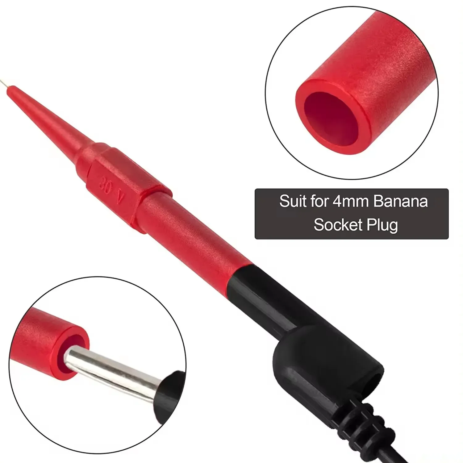 Herramientas de diagnóstico de 30V, multímetro, extensión de cable de prueba, sondas de punta de aguja para perforación trasera, Kit de sonda de prueba automotriz para coche, 0,7 MM, 10 Uds.