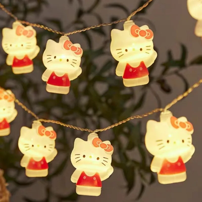 Hello Kitty ไฟ LED String ห้องนอน Ambient Lighting Kawaii Sanrio Mini Night โคมไฟตกแต่งบ้านคริสต์มาสไฟตกแต่ง