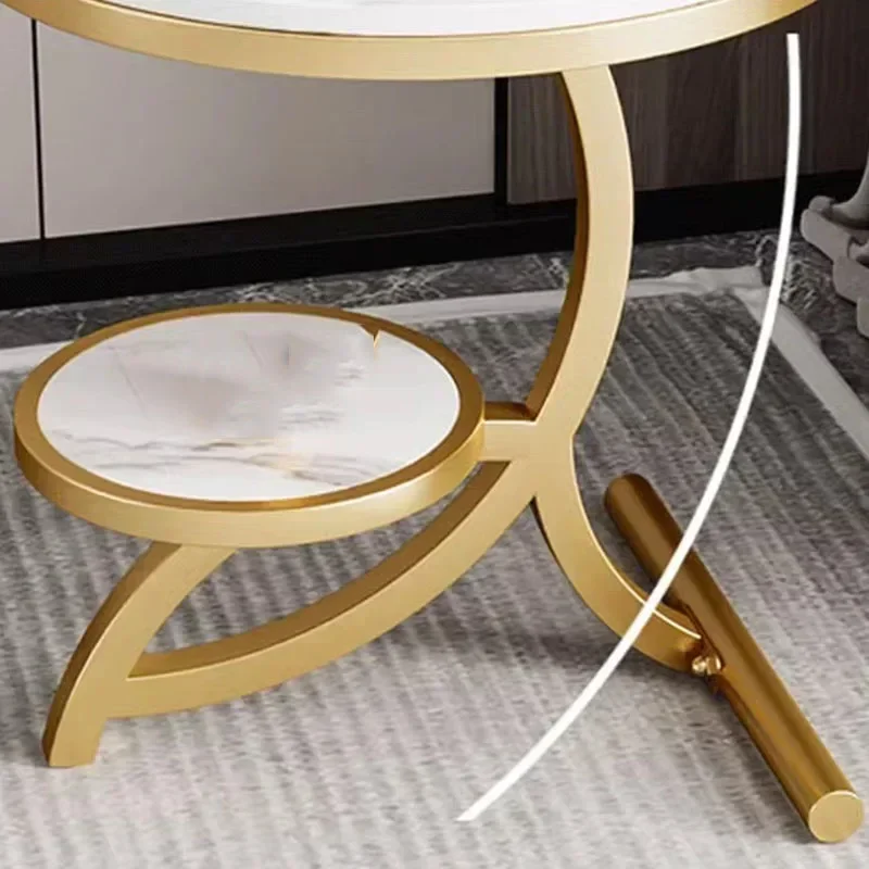 リビングルーム用の白い丸いコーヒーテーブル,大理石の円,北欧の多機能テーブル,デザイナーメタル,モダンな家具