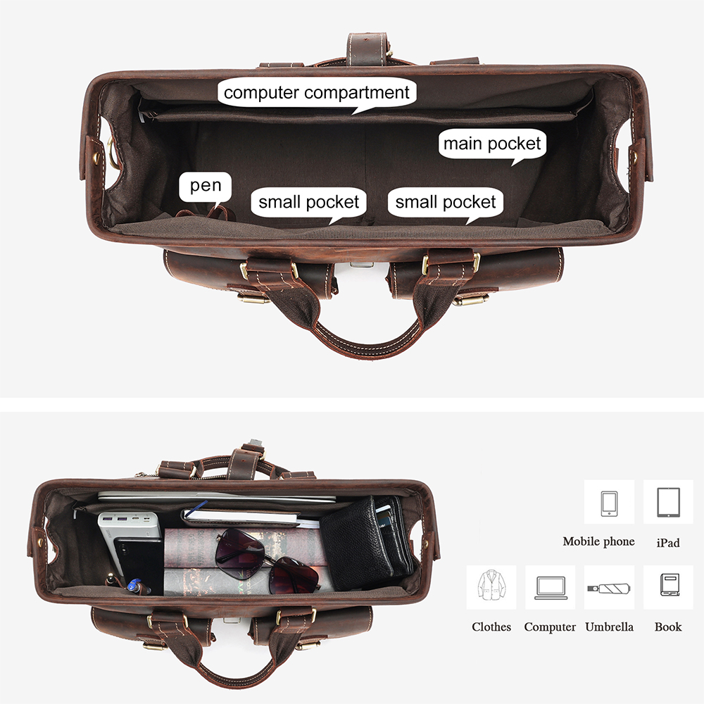 Borsa da lavoro da uomo in pelle di cavallo pazzo Vintage borsa da lavoro da uomo adatta a borsa a tracolla Mesenger per Laptop da 15.6 "nuova