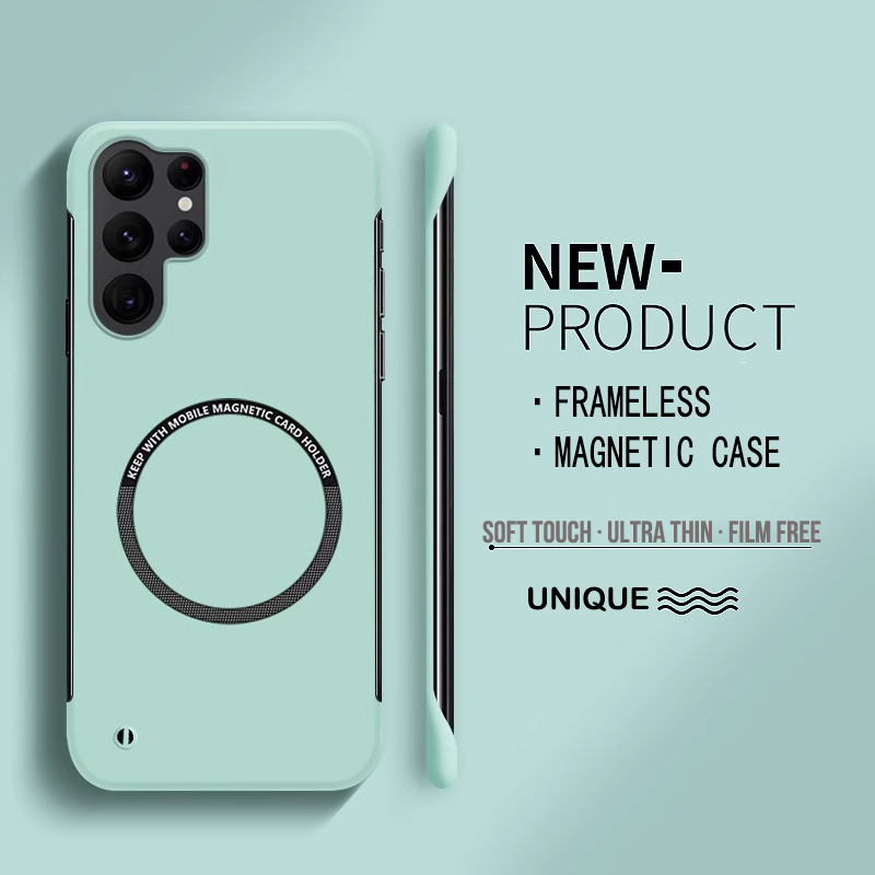 Ultradünne harte PC-Magnetrahmenlose Handyhülle für Magsafe Samsung Galaxy S24 S23 S22 S21 S20 FE Plus Note20 Ultra Matte Cover