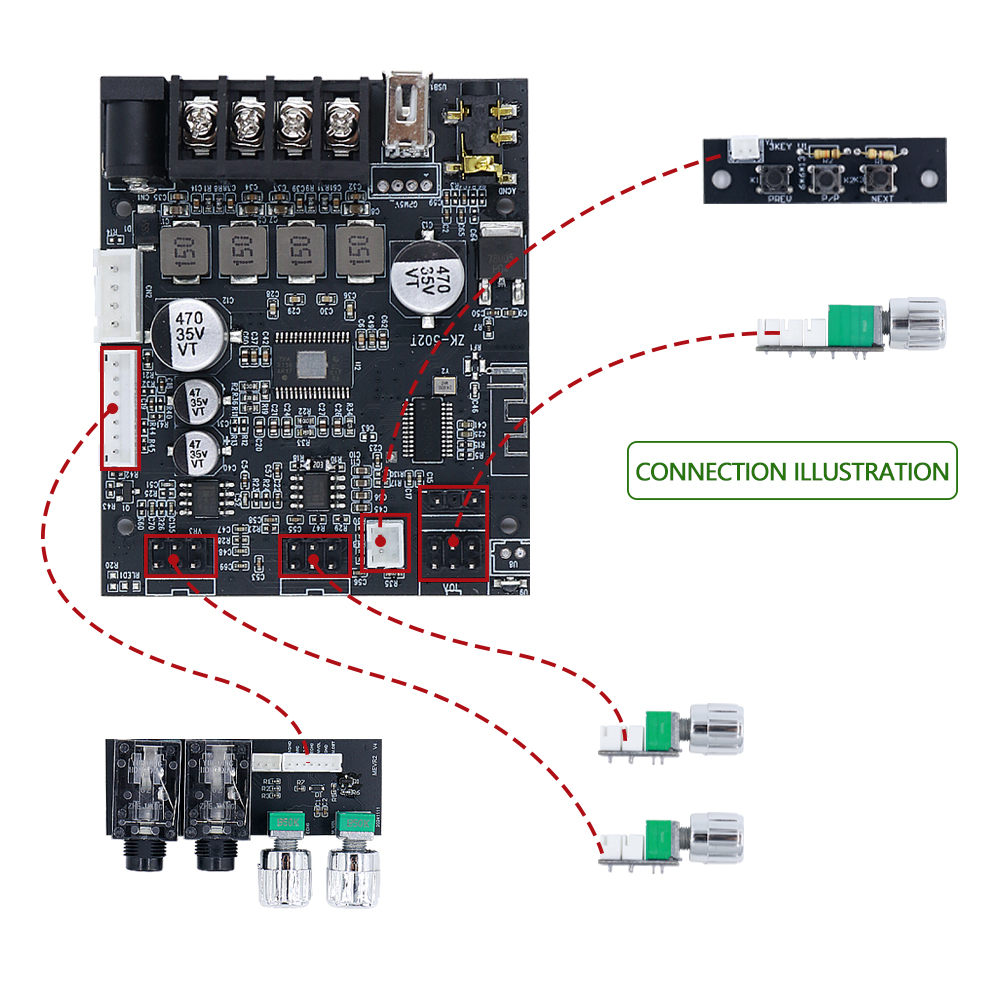 ZK-502T Bluetooth Versterker Board 50W + 50W 2.0 Kanaals TPA3116D2 Met Dual Mic Ingang Echo/Volumeregeling