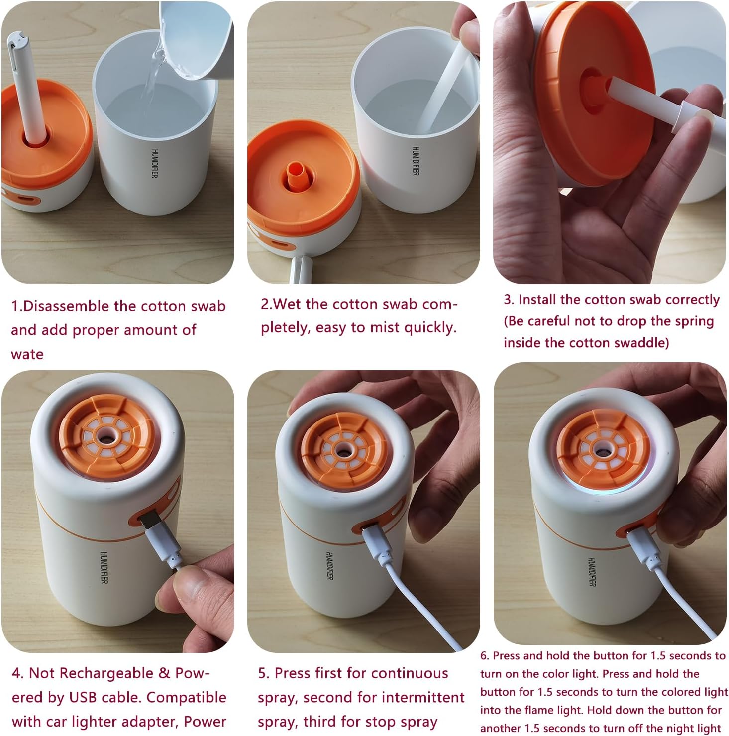 Mini Air Humidifier USB Electric Aroma Essential Oil Diffuser Purifier Aromatherapy Mist Maker Color Lights For Car Home Bedroom