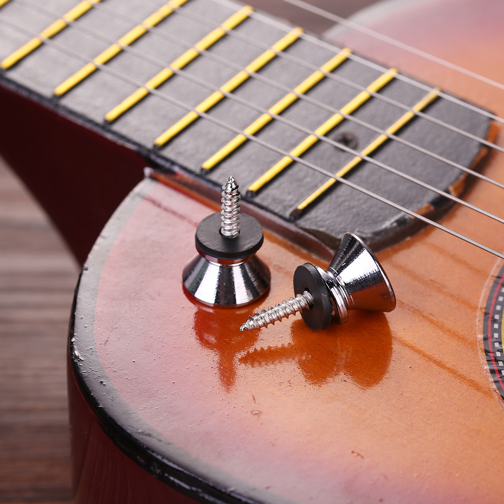 Clavijas de guitarra para bajo eléctrico acústico, ukelele, correa de guitarra, hebilla, botón, pasadores de bloqueo, accesorios de piezas de bloqueo de extremo de Metal, 2 uds.
