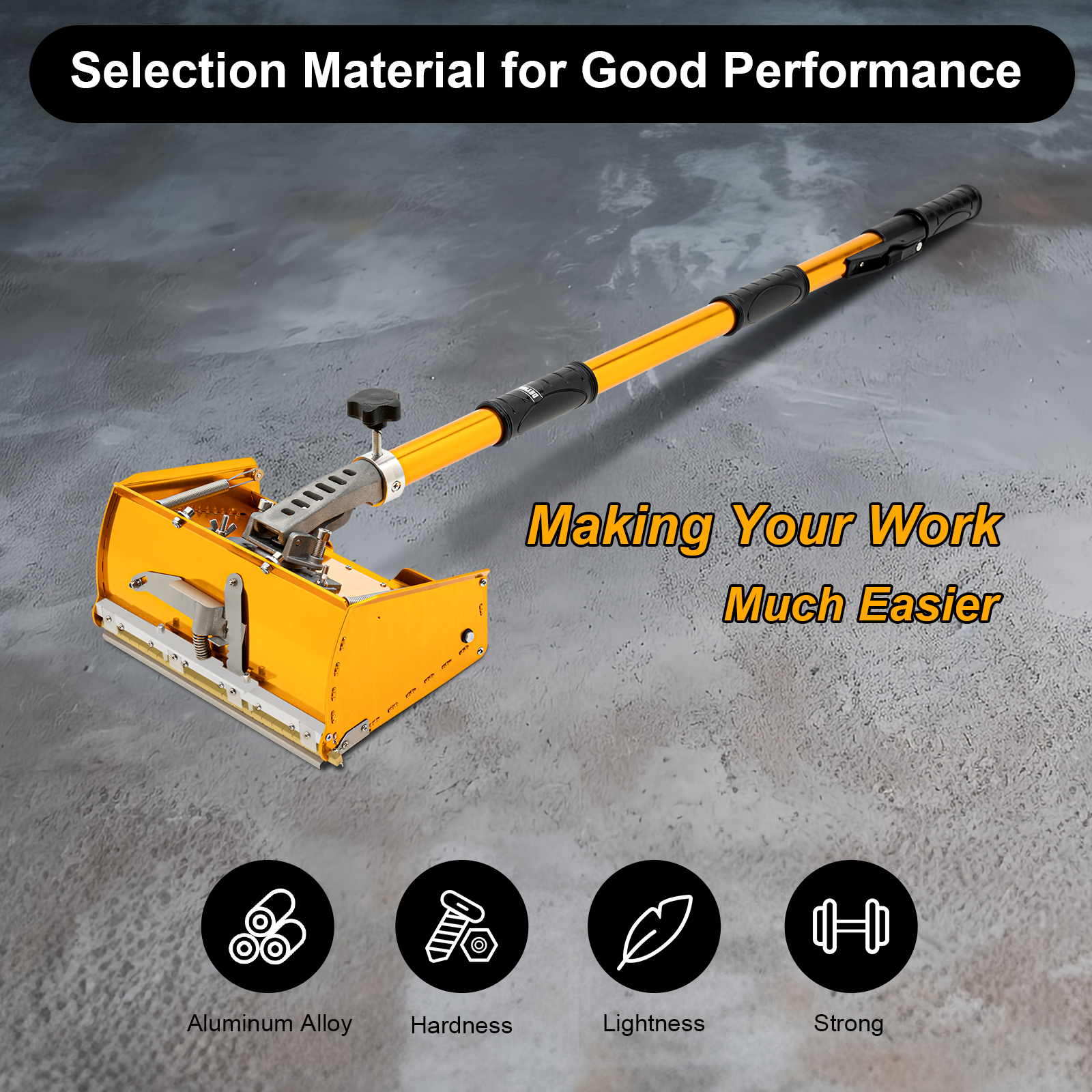 Drywall Flat Finisher Taping Professional Tools w/ 40''-64'' Extendable Handle Plasterboard Wallboard Sheetrock Mud for Putty