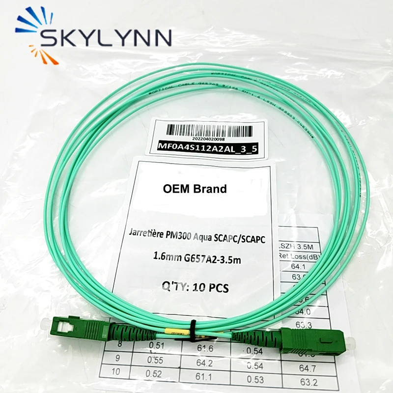 50/100 PCS ความยาว 3.5 เมตร SC/APC-SC/APC สีฟ้าไฟเบอร์ออปติกสายแพทช์เดี่ยวโหมด G657A2 Simplex 1.6 มม.สายจัมเปอร์สําหรับฝรั่งเศส