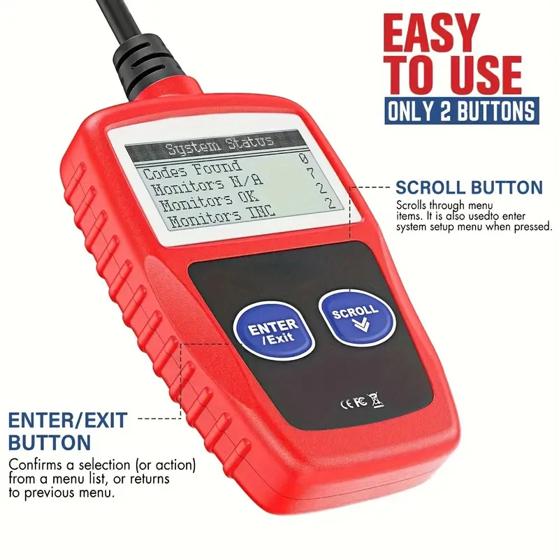 Ferramenta de diagnóstico de scanner OBD2, leitor de código e reinicialização com dados ao vivo para todos os carros/caminhões/SUVs, ferramenta transparente de código de falhas universal