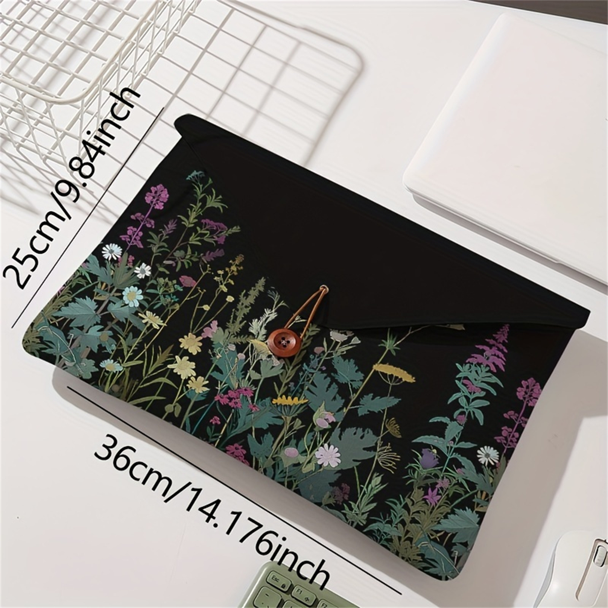 Flower patterned laptop bag with soft laptop fabric cover, suitable for laptop soft cover storage and tablet storage bag