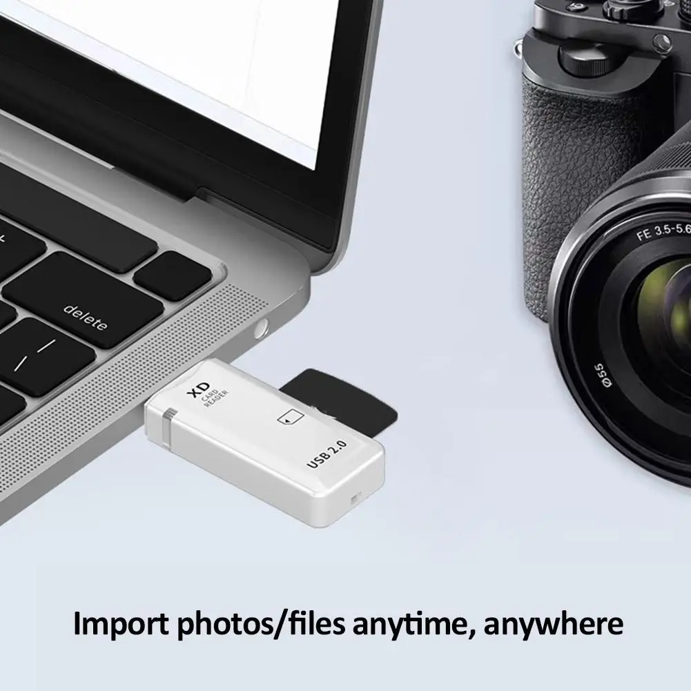USB2.0 高速カードリーダー、ポータブルアイボリーホワイト XD シングルポートカードリーダー、iOS および強力な互換性のあるケーブルアダプター