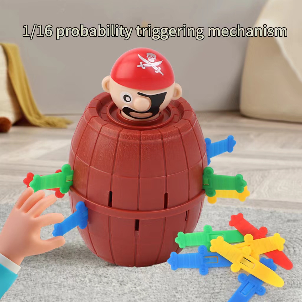 Mini nuevos y divertidos juguetes de barril pirata, juego de la suerte, cubo de piratas saltadores, espada emergente, juguete complicado, bromas familiares para niños, regalo para chico