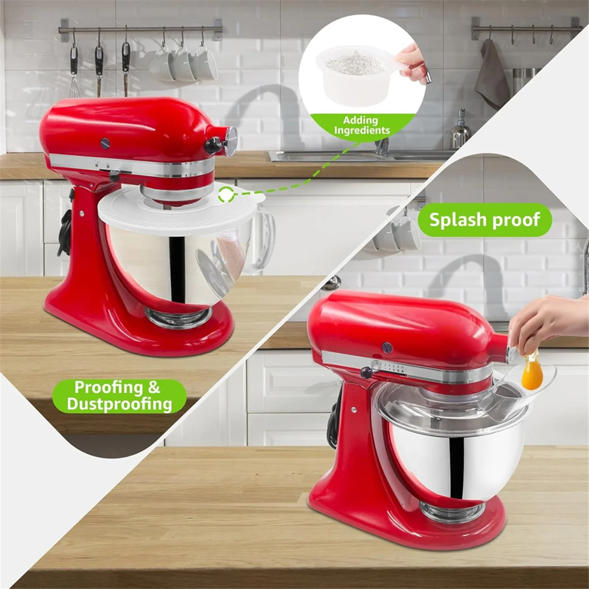 ใหม่ล่าสุดสําหรับ KitchenAid 4.5-5 Quart Tilt-Head Stand เครื่องผสม, Secure Pouring Shield & เครื่องผสมชามครอบคลุม Mixer Splatter Guard ฝาปิด