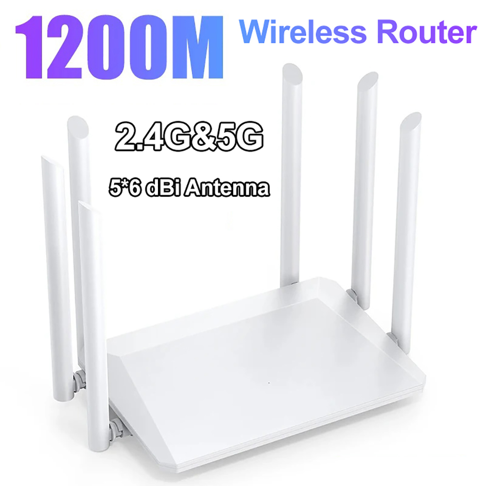 Repetidor de rango Wifi enrutador inalámbrico de doble banda 2,4G 5G de 1200Mbps con antenas de alta ganancia de 5*6dBi extensor Wi-Fi de cobertura más amplia