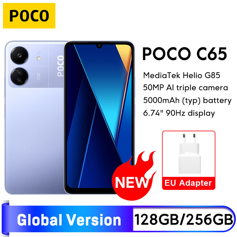 POCO C65 глобальная версия 128 ГБ/256 ГБ MediaTek Helio G85 Восьмиядерный 6,74 дюймов 90 Гц дисплей камера 50 МП 5000 мАч
