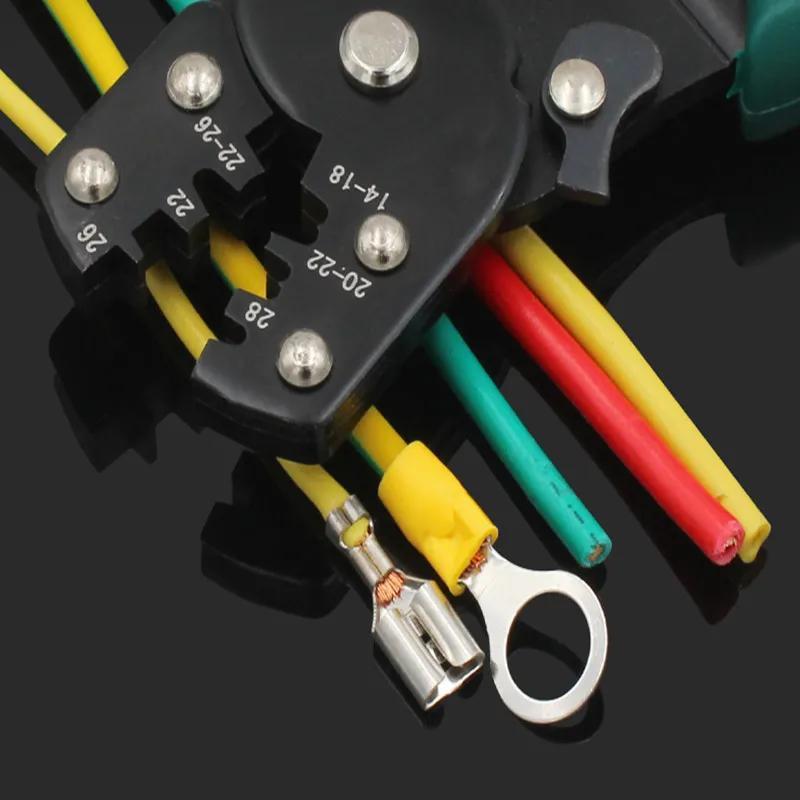 Combinazione di pinze multifunzionali 4 in 1 da 320 pezzi, terminali a crimpare con naso in rame, terminali nudi pressati a freddo in ottone stagnato OT/UT