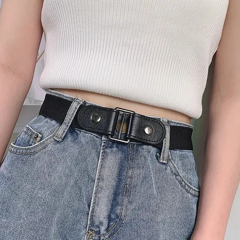 Cinturón sin hebilla para mujeres y hombres, cinturones elásticos sin hebilla a la moda para pantalones vaqueros, vestido sin bulto, correa de cintura sin complicaciones