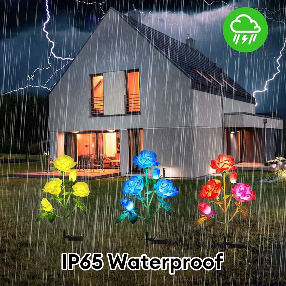 5-Kopf-Solarleuchten für den Außenbereich, dekorative Solar-Gartenleuchten, Rosenblumen-Rasenlampe für Hof, Terrasse, Gartendekoration