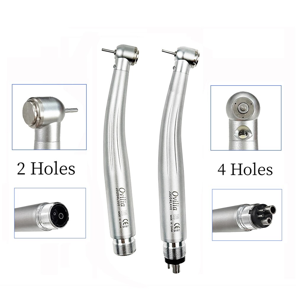 Pieza de mano Dental de alta velocidad, generador electrónico LED, cabezal estándar, botón pulsador, turbina de aire, Rotor de cartucho, 3 pulverizadores de agua, 2 o 4 agujeros