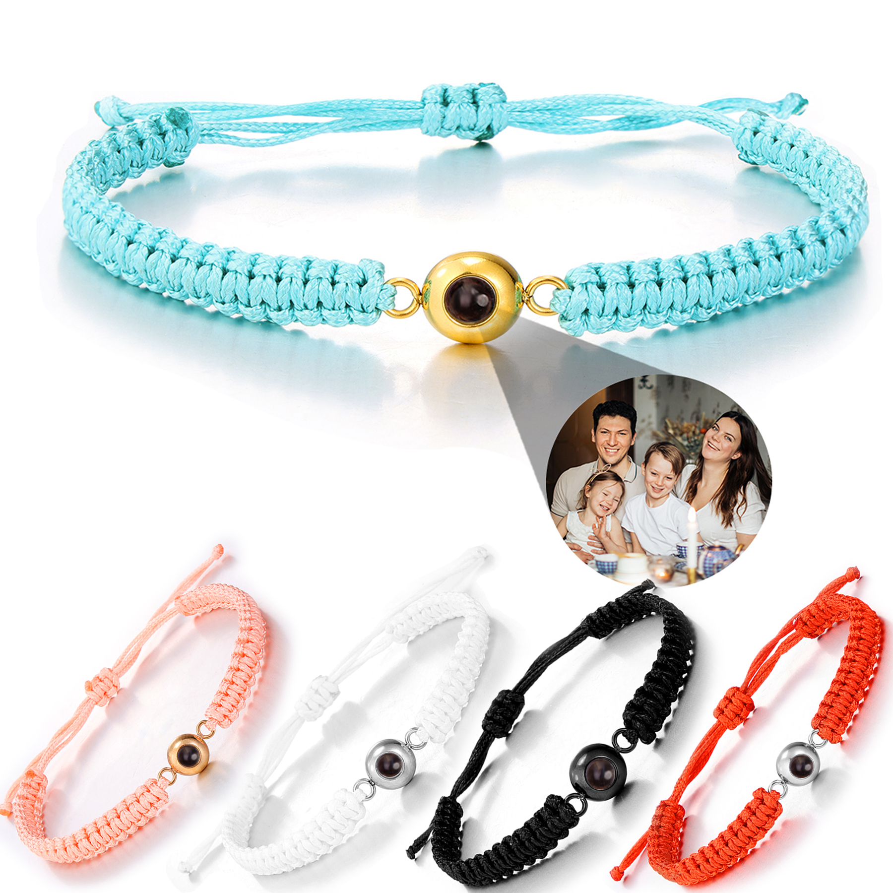 Großhandel Neue Projektionsarmbänder Edelstahl Kreis Foto Armband Maßgeschneiderte Bunte Gewebte Projektionsarmband Einstellbar