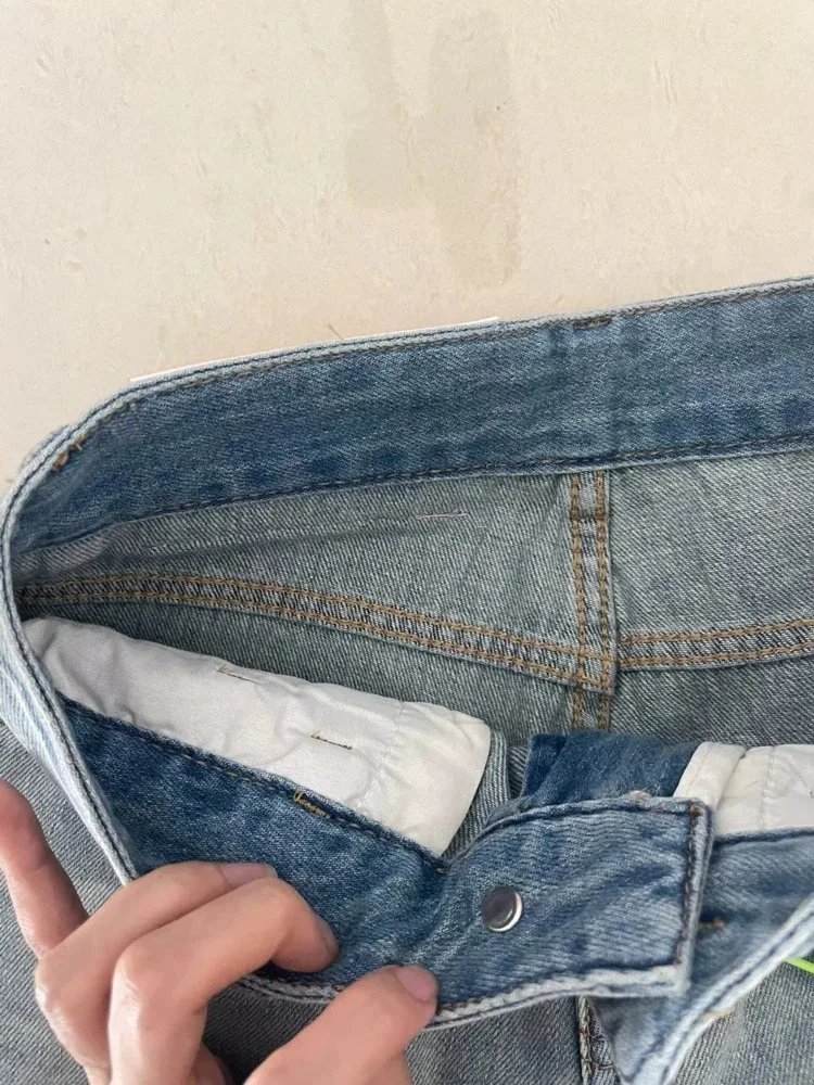 Frauen Breite Bein Baggy Jeans Dame Vintage Y2K Punk Low Rise Taille Lose Denim Hosen Streetwear Fashion Trashy Lange Skater Hosen