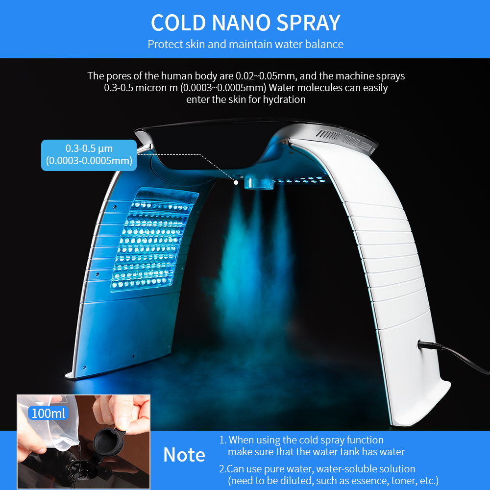 4-IN-1 LED Photon Machine Salon 8 LED Colors Mask Cold Nano Spray Moisturizing Hot Compress UV Light Absorb Ca+ SkinRejuvenation