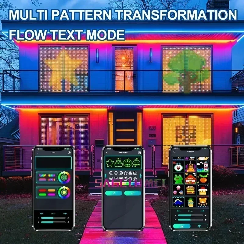 400LED Inteligentne oświetlenie kurtynowe Bluetooth App Control DIY LED String RGB Fairy Light Music Sync Led Display for Holiday Window Decor