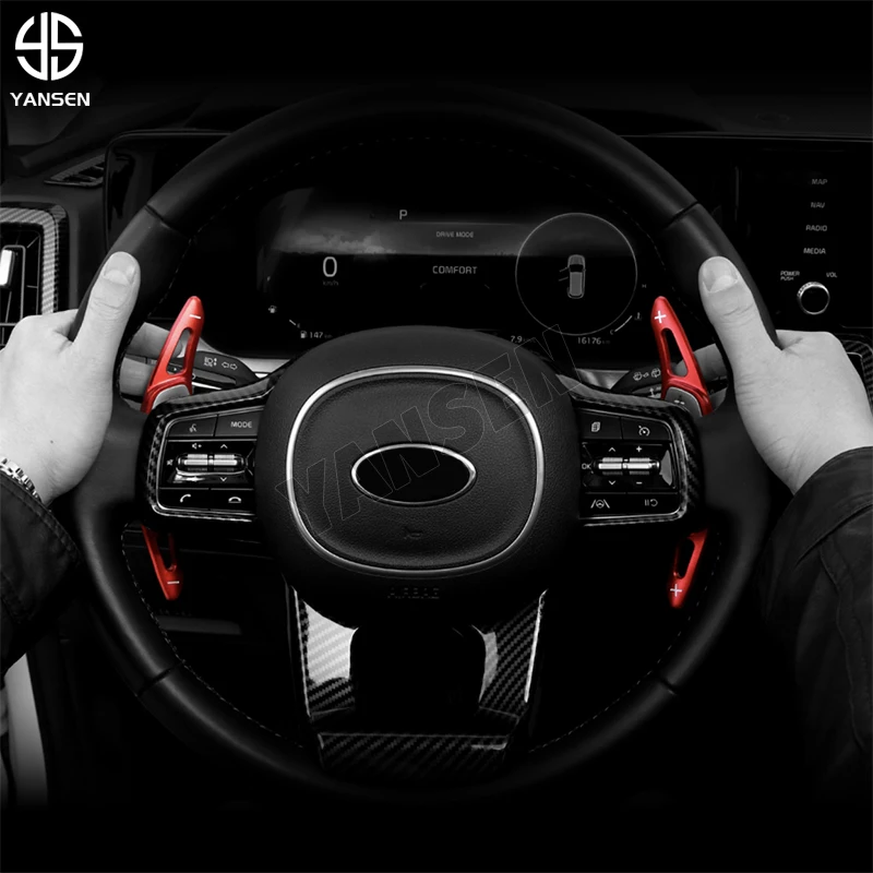 Para kia sorento mq4 shift paddle engrenagem extensor shifter volante de alumínio dsg extensão adesivo