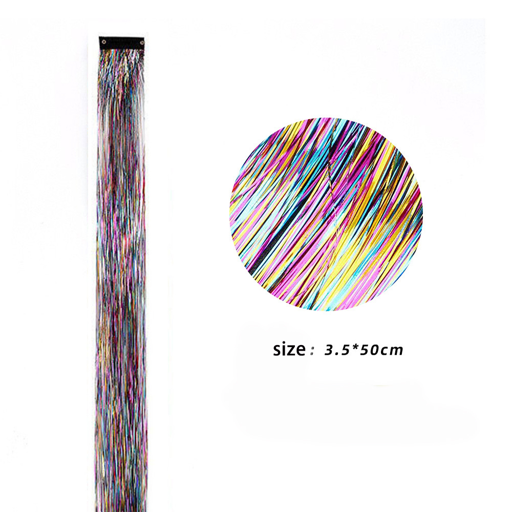 女の子用レインボークリップヘアエクステンション,人工毛エクステンション,長く滑らかな髪,光沢のあるフリンジ,コスプレウィッグ,ハロウィーンパーティー,y2k,2個