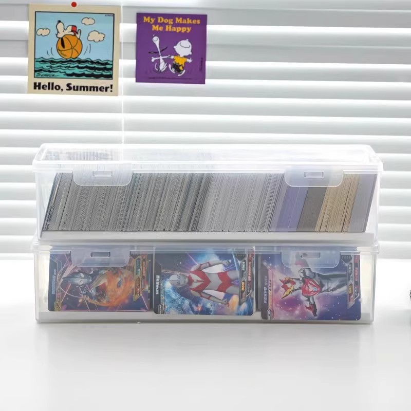 Transparent plastic storage box, capable of holding 550+gaming cards, used for storing PTCG/MTG cards