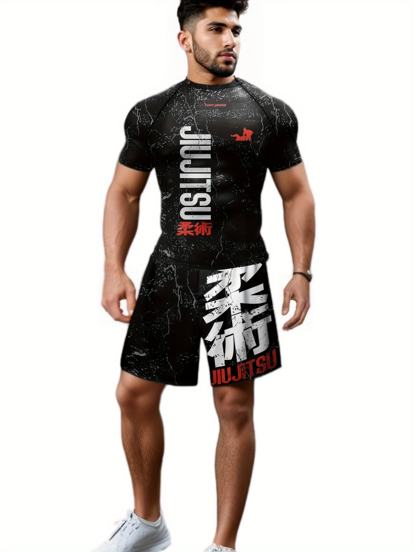 Cody การบีบอัด MMA T เสื้อ + กางเกงมวยไทยกางเกงขาสั้นผู้ชาย Jiu Jitsu BJJ Rashguard ฟิตเนสชุดมวยเสื้อชุดกีฬา