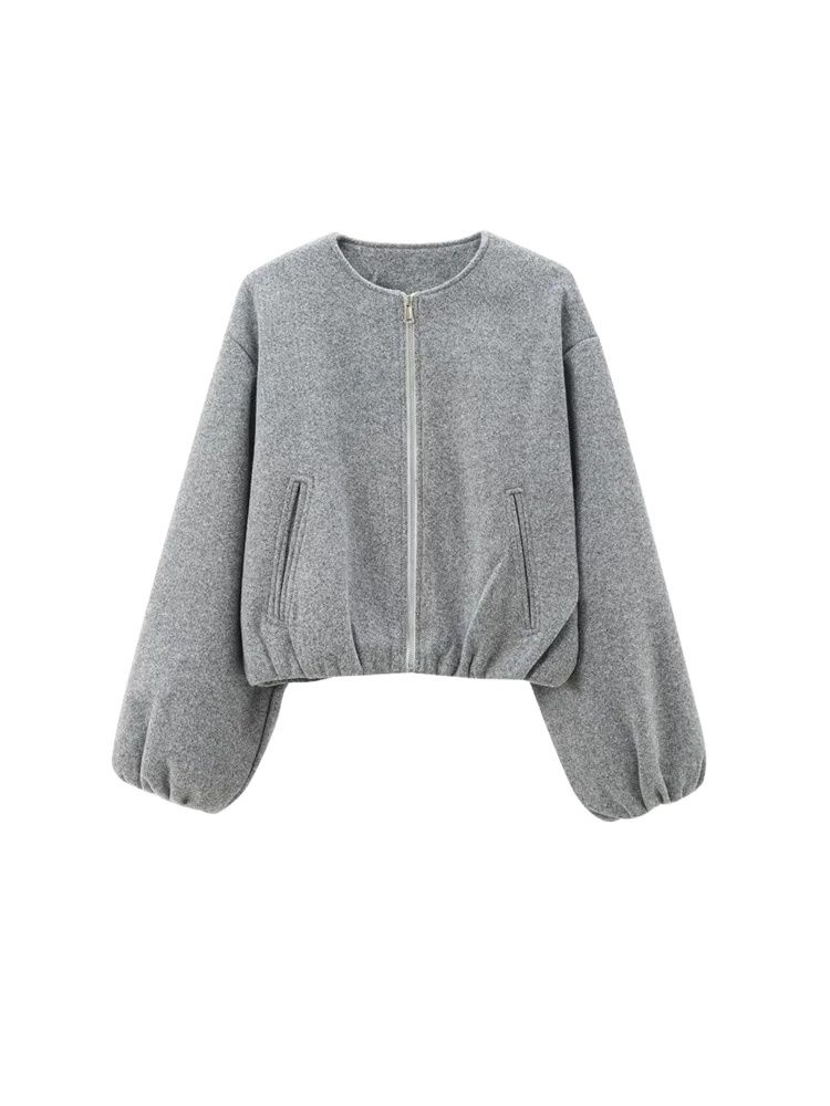 Oversized Soft Bomber Jacket for Women, Long Sleeve Coat, Front Zipper, Female Outerwear, Chic Tops, Fashion