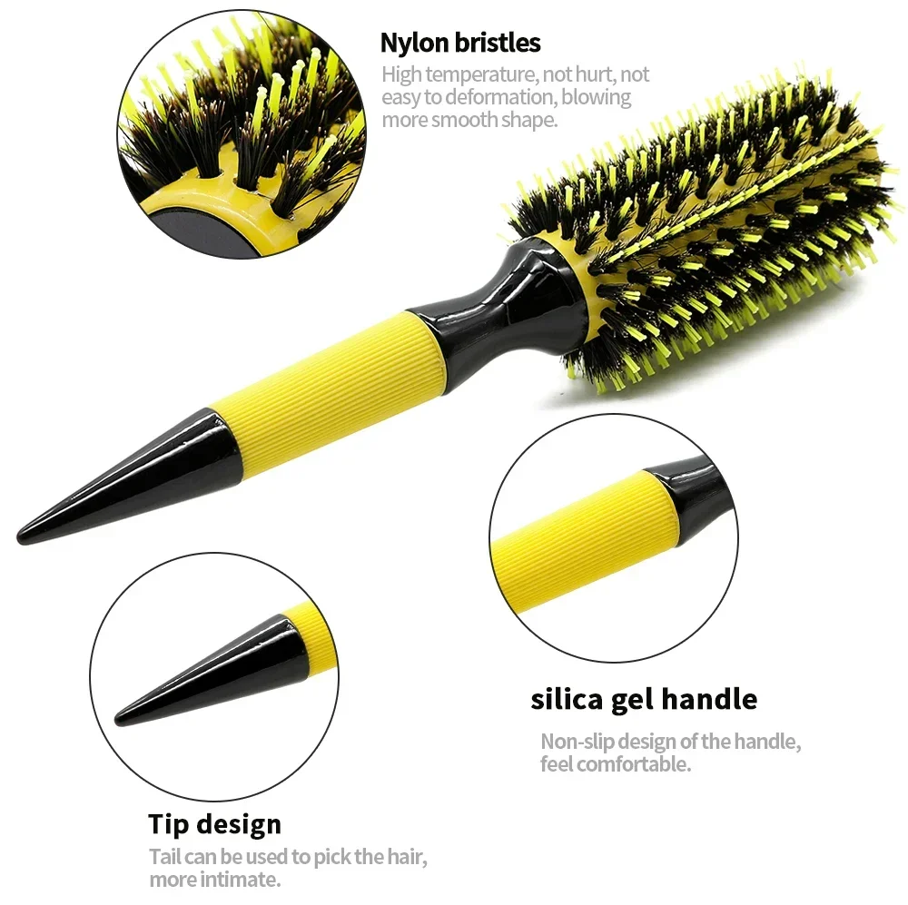 6 ขนาดท่ออลูมิเนียมขนไนลอนเข็มผม Curling Comb Cross-Border รอบจุดลูกกลิ้งหางจัดแต่งทรงผมหวีช่างทําผมเครื่องมือ