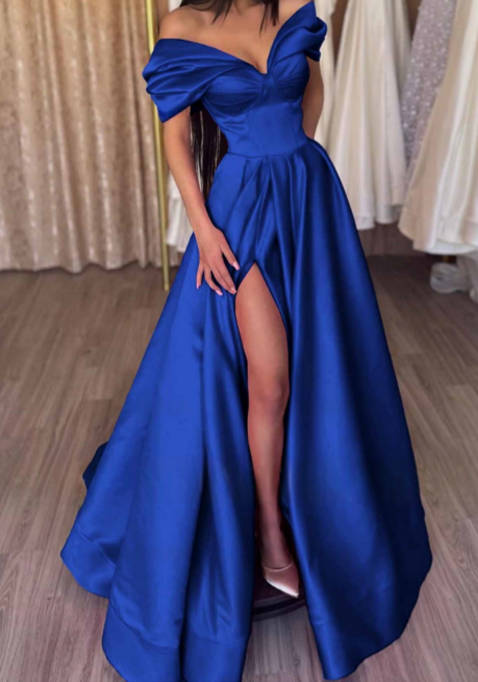 RFYR Elegancka plisowana suknia wieczorowa z satynowym rozcięciem z boku Sukienka wieczorowa z odkrytymi ramionami Sukienka na studniówkę dla kobiet robes de soirée Customized