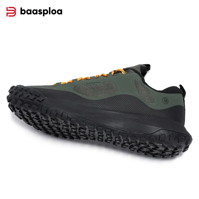 Baasploa ผู้ชายรองเท้าเดินป่าสบายๆน้ําหนักเบา LACE-Up รองเท้าชายกลางแจ้งกันน้ํา Camping ทนรองเท้าผ้าใบกันลื่น