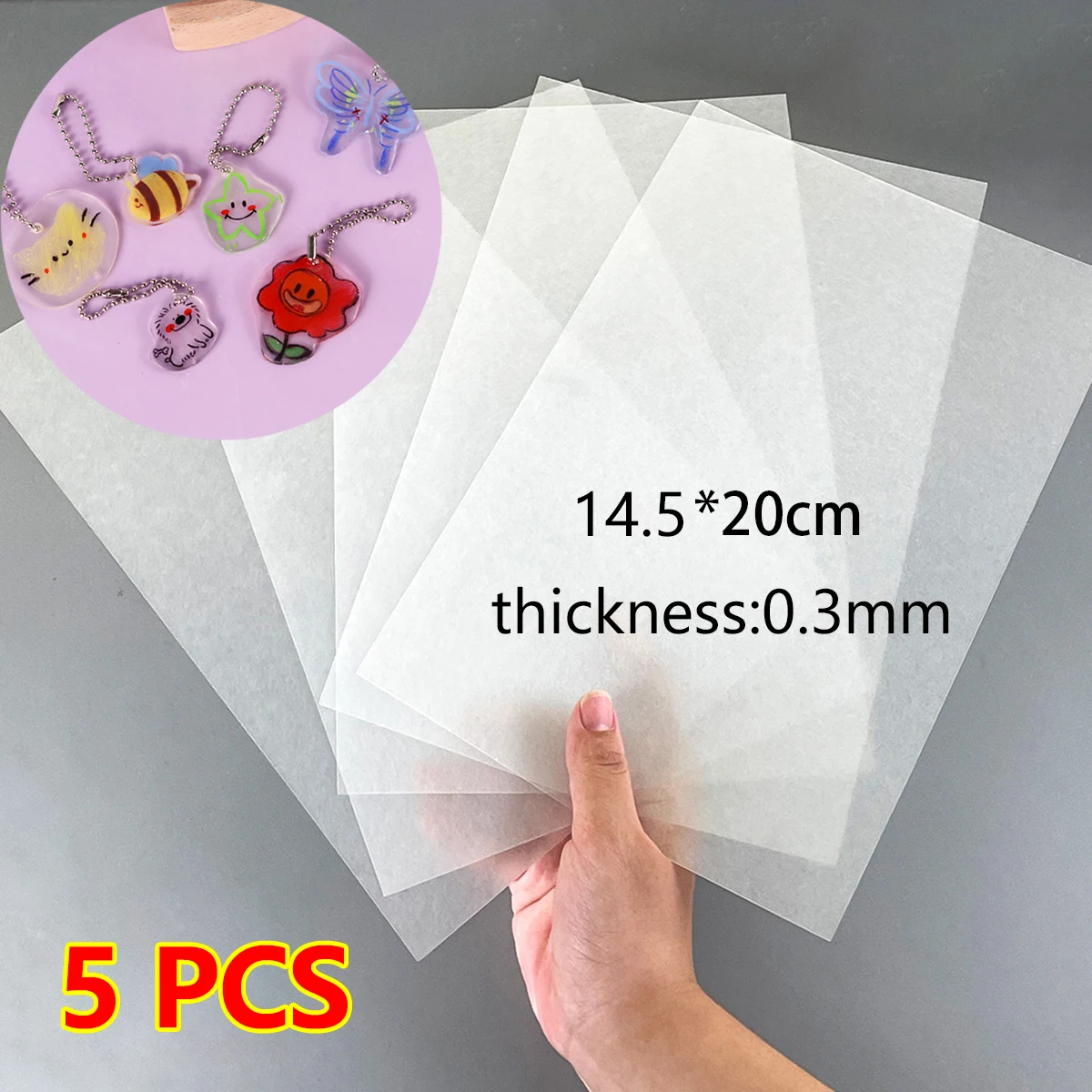 5 pçs folhas de plástico retrátil diversão filme térmico retrátil folhas translúcidas em branco filme de arte retrátil papel para diy 14.5x20cm