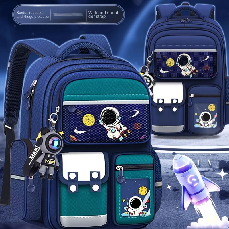 Zaino per cartoni animati da astronauta Gradi 3-6 Zaino di grande capacità Borsa da scuola impermeabile per esterni Zaino per studenti Starryscky Mohilas