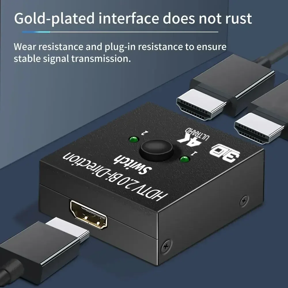 4K KVM Bi-Direction 1x2/2x1 HDMI เข้ากันได้กับสวิทช์ 2 In1 Out สําหรับกล่องทีวี PS4/3 Switcher อะแดปเตอร์ HDMI-เข้ากันได้กับ Splitter