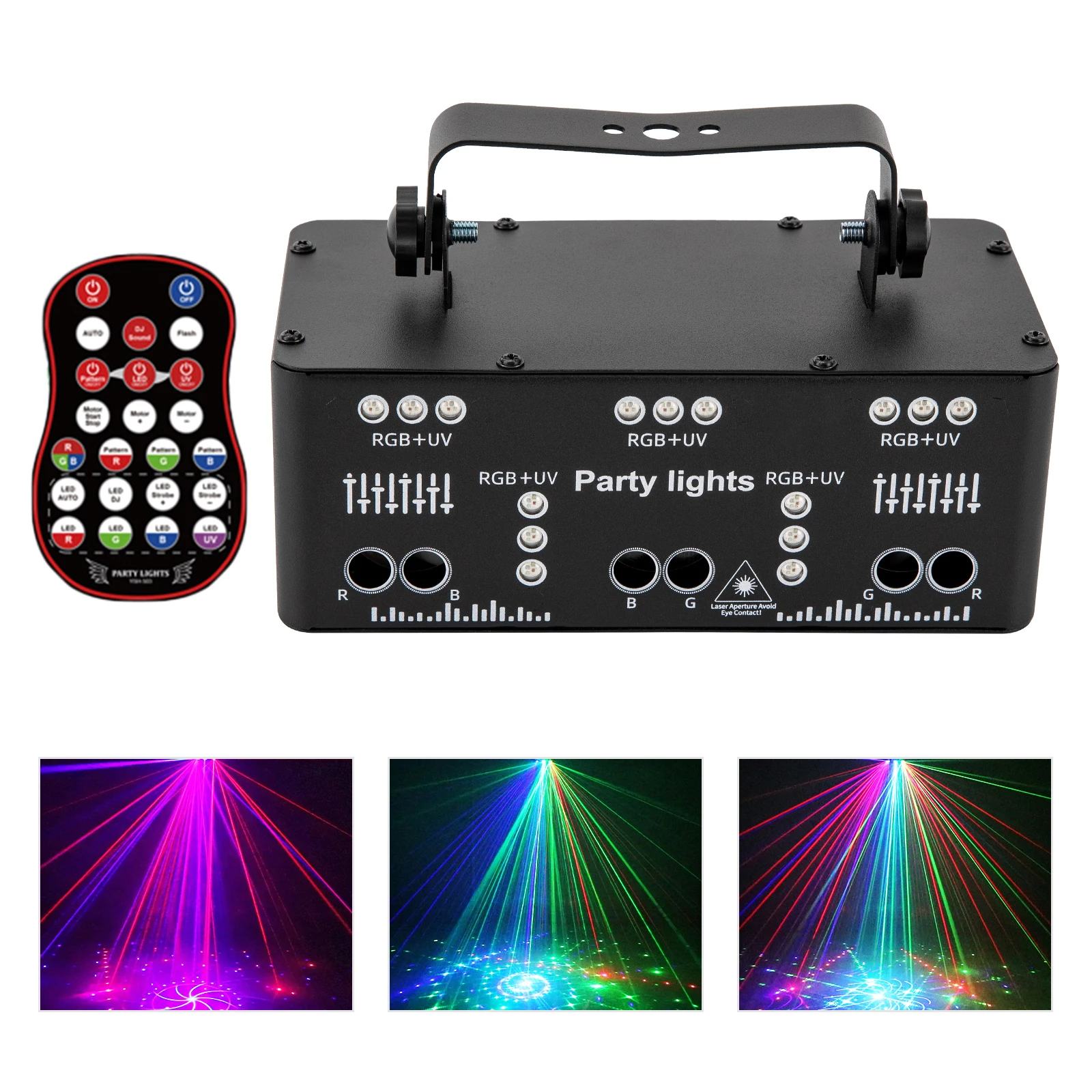 DJ Disco Light Party Light 21 LED RGB Light Sound Control Strobe Samobieżny reflektor z efektem DMX z laserem i diodą LED