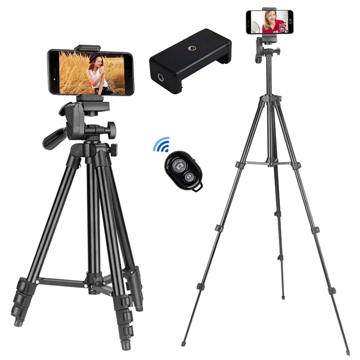 Portable Tripod for Phone Lightweight Camera Tripod Stand with Bluetooth Selfie Remote Phone Holder for Phone Video Photography