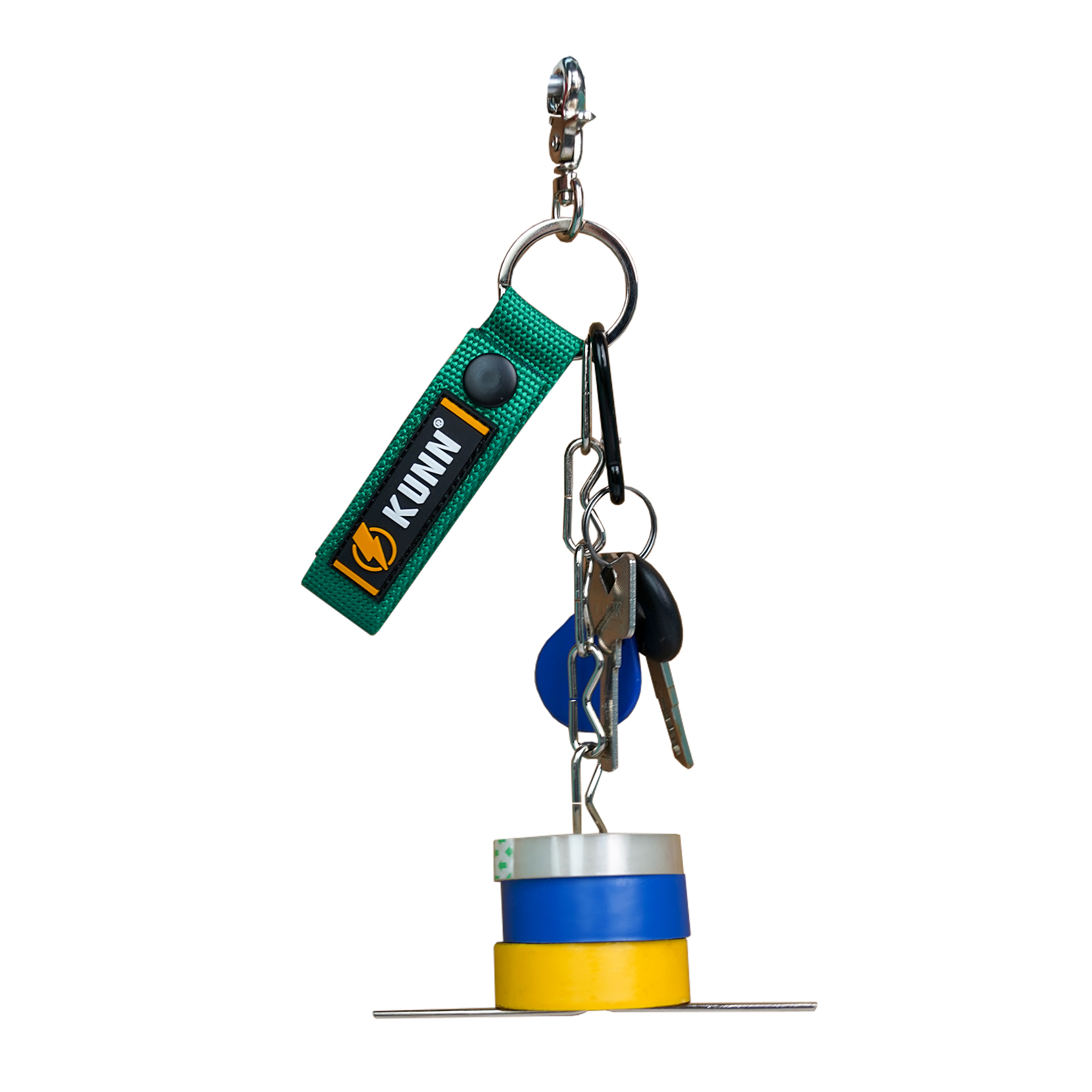 KUNN Porte-ruban électrique, string à ruban à double usage, chaîne porte-ruban rapide améliorée pour ceinture à outils avec porte-clés, boucle à pression et bouton